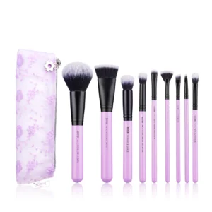 JESSUP PANSY PURPLE 9PCS ESSENTIAL MAKEUP BRUSH SET WITH STORAGE BAG - T320