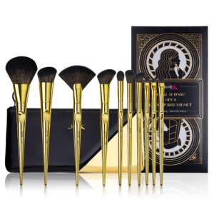 JESSUP GIFT ROYAL ICONIC GOLD MAKEUP BRUSH 10PCS SET - T317