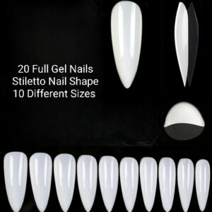 MaGenta 20 FULL GEL NAILS STILETTO NAIL SHAPE 10 DIFFERENT SIZES